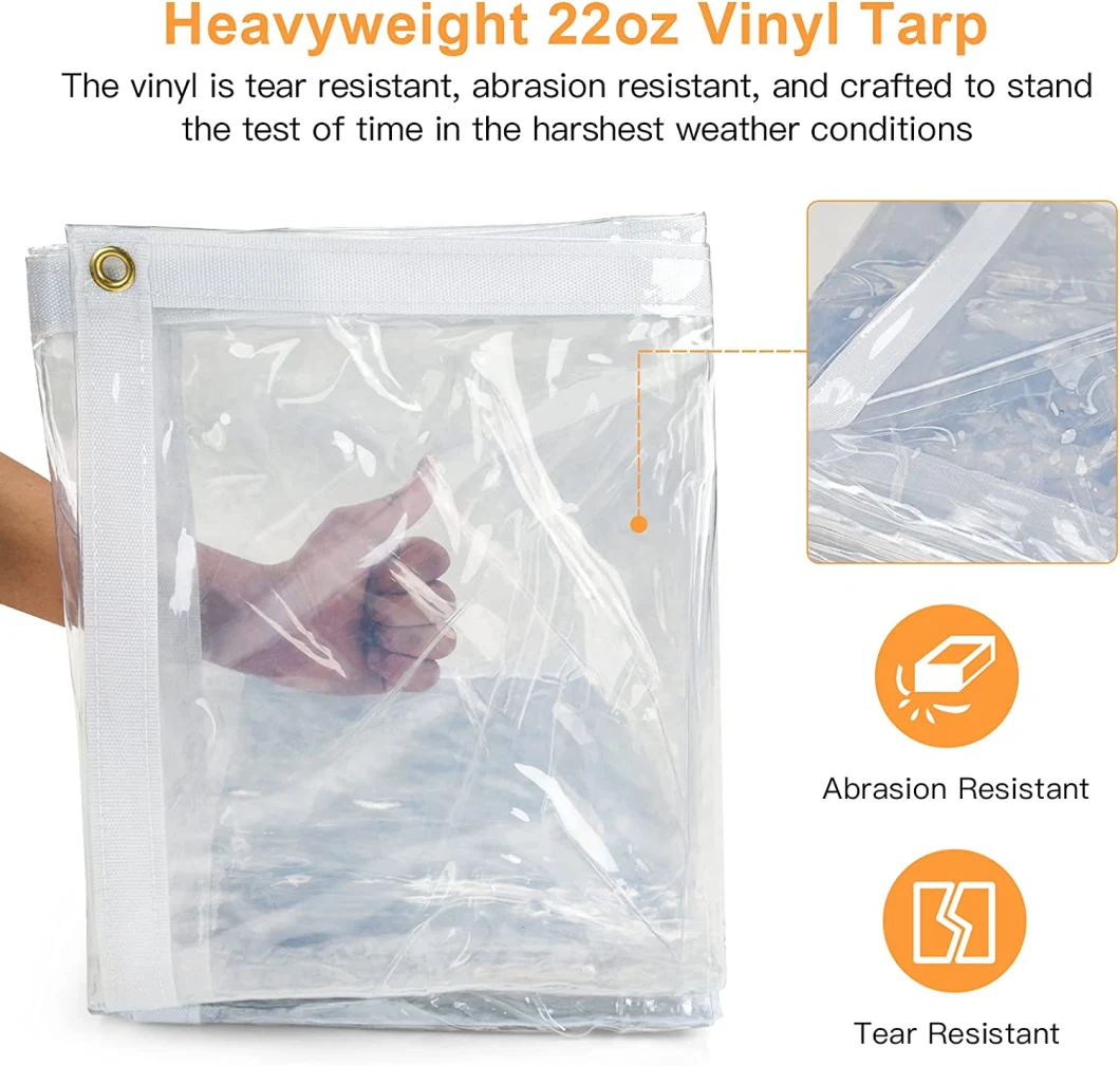 Heavy-Duty Waterproof Clear PVC Tarp Industrial &amp; Commercial Use - 8 by 12 Feet