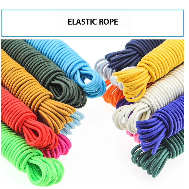 High Strength 8 mm Diameters Black Polyester Round Outdoor Sport Elastic Rope String Elastic Bungee Shock Cord