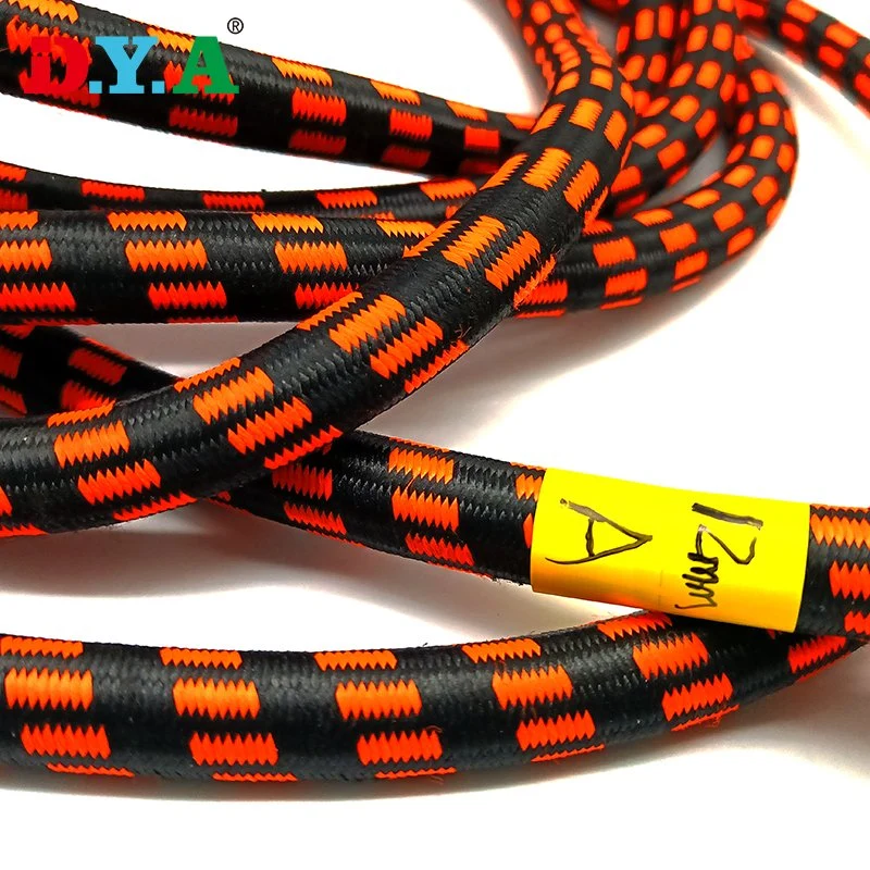 Outdoor 12mm Diameter Polyester Latex DOT Pattern Orange Bungee Cord Tramploline Rope