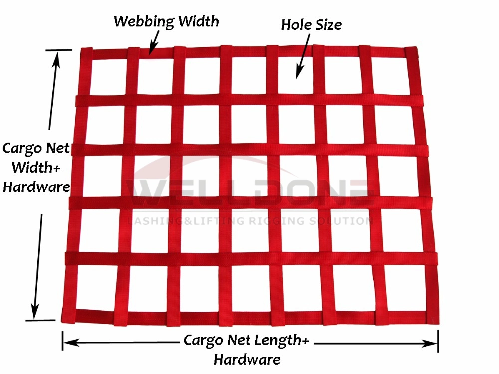 40&quot; X 40&quot; Heavy Duty Orange Color Cargo Net with 4X4 Mesh Webbing Capacity 1100lbs for Pickup Truck and Cars