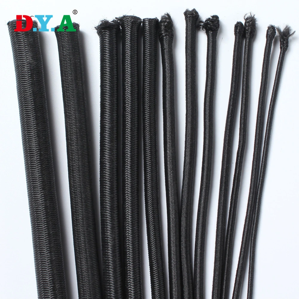 12mm Black Polyester Latex Elastic Trampoline Rope Strong Bungee Shock Cord for Outdoor