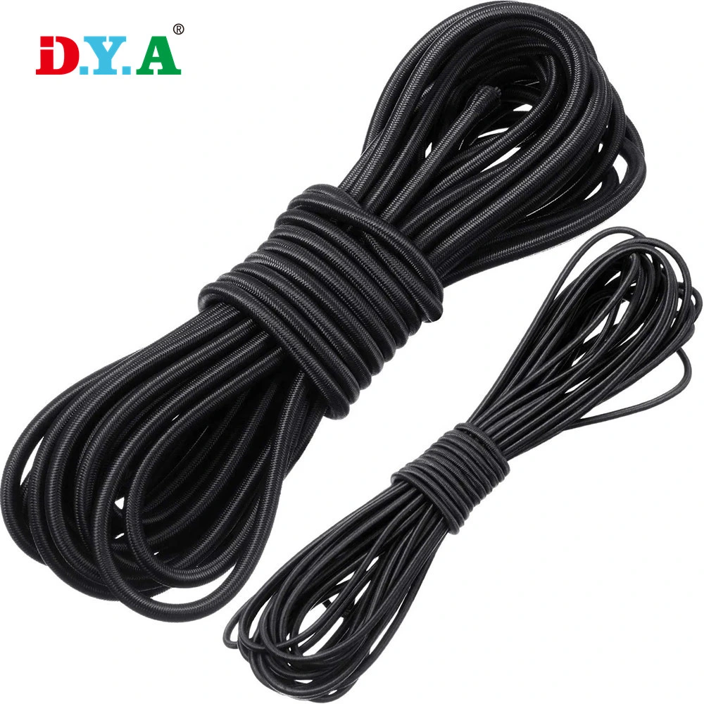 Black 2.5mm 5mm 10mm 12mm Strong Stretch Elastic Bungee Cord Round Elastic Shock Rope Latex Cord