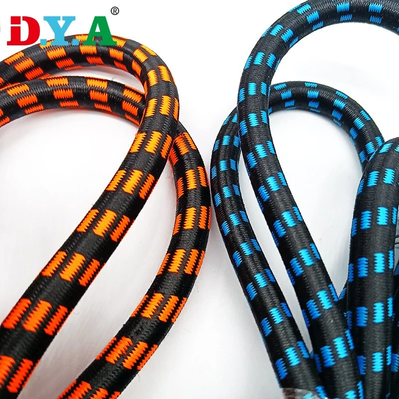 Outdoor 12mm Diameter Polyester Latex DOT Pattern Orange Bungee Cord Tramploline Rope