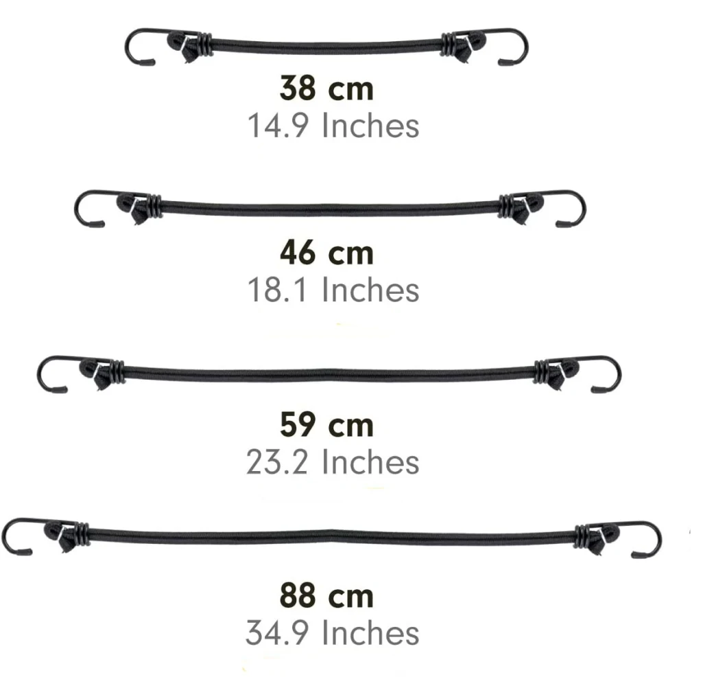 High Quality Stock 5mm Black Bungee Cord with Custom Loop Tip Hook for Outdoor Activity