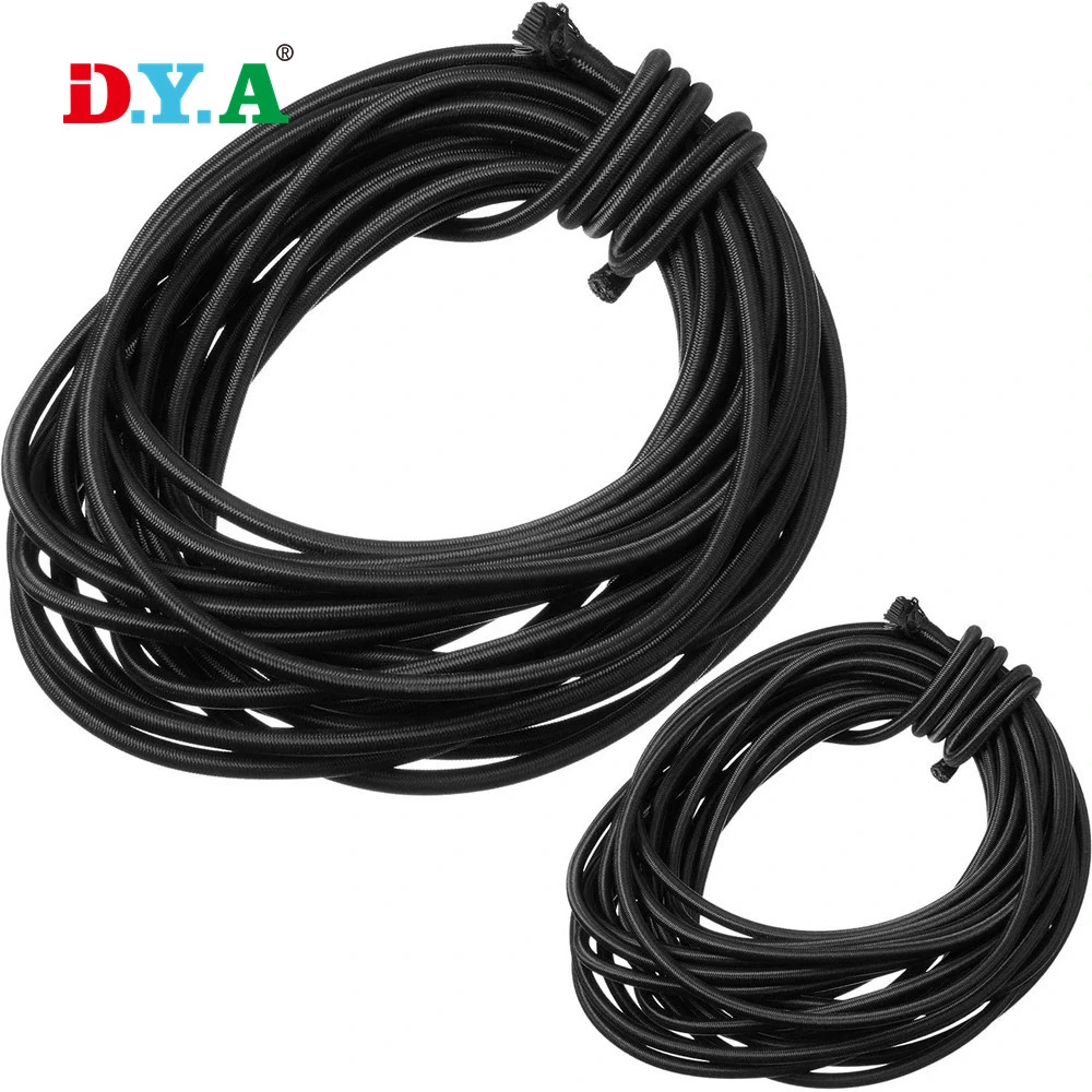 Black 2.5mm 5mm 10mm 12mm Strong Stretch Elastic Bungee Cord Round Elastic Shock Rope Latex Cord