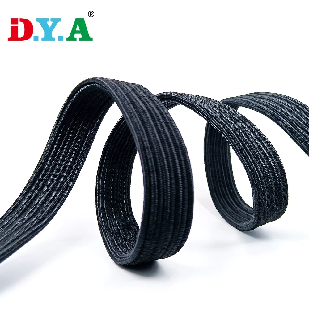High Tenacity 2.5cm Latex Flat Bungee Cord Elastic Strap Braided Elastic Cord