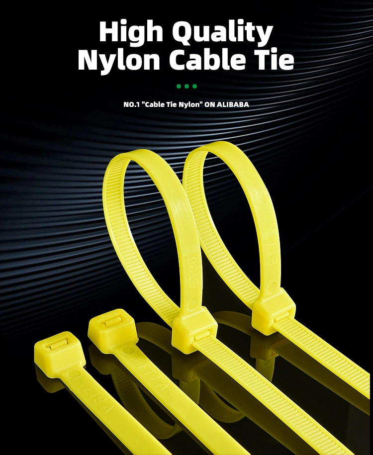 Colored Soft Self Locking Type Plastic Cable Ties Nylon Zip Ties 3.6*250mm Yellow